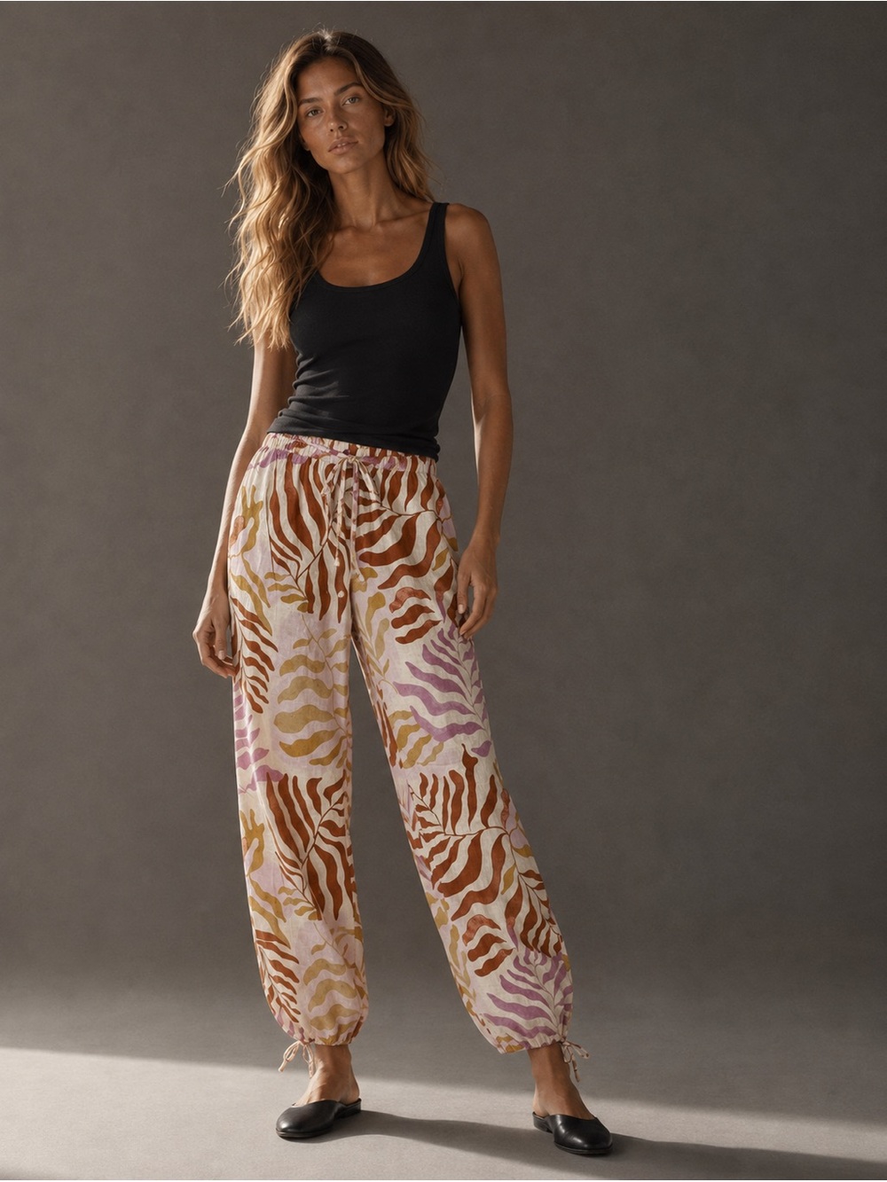 Nicole Miller Botanical Drawstring Pants NWT Small